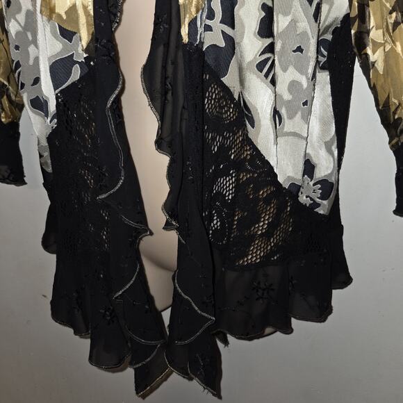 Vintage Spencer Alexis Kimono Sz L Silk Blend Boho Whimsigoth Fairy Lace Ruffles - Picture 7 of 16